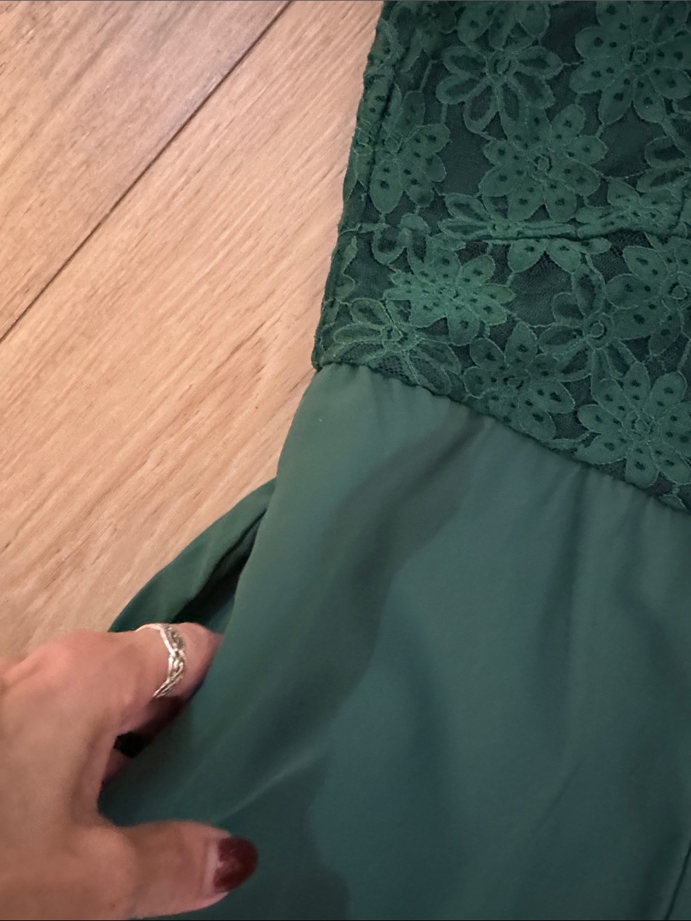 Cupshe NWT S Sleeveless Lace-Top Wide-Leg Emerald Green ZIPPER POCKETS JUMPSUIT - Picture 6 of 6